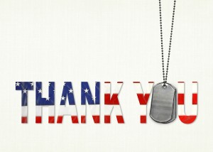 Military thank you with dog tags